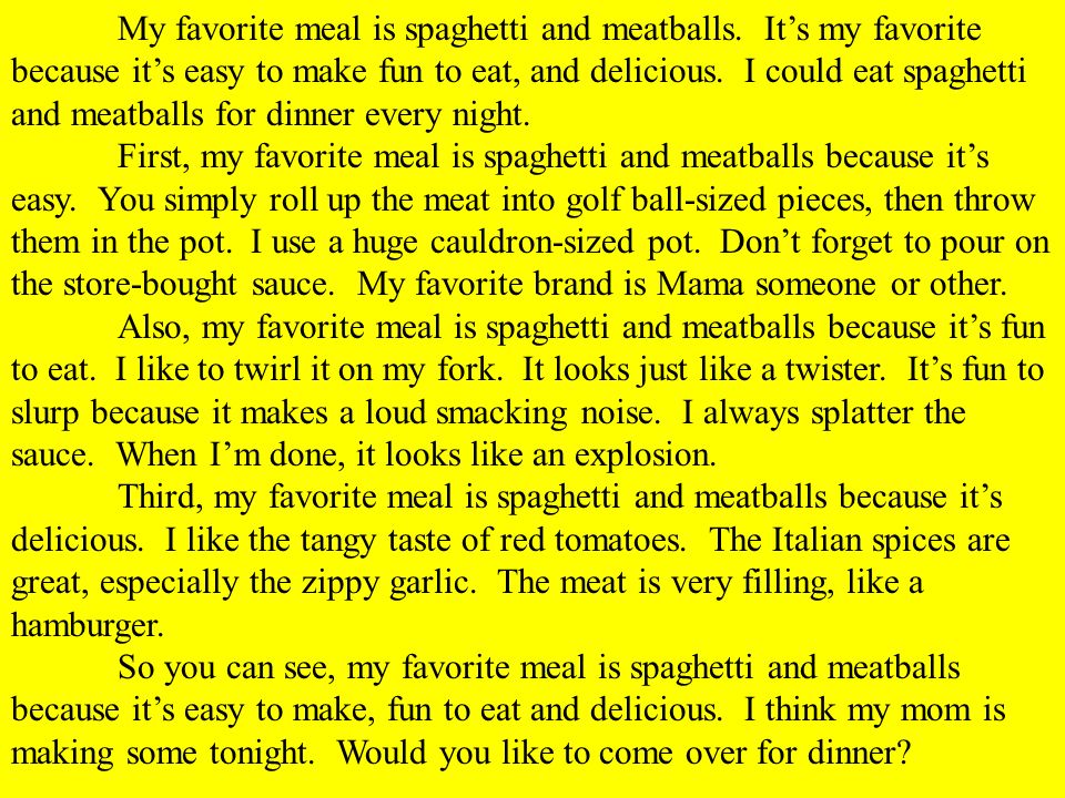 Essay on favorite food